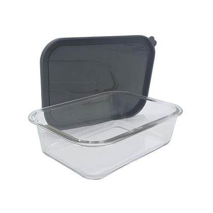 Imagem de Kit 4 Pote De Vidro Com Tampa Hermética Retangular Forno Microondas 2600ml