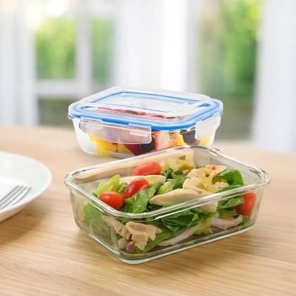 Imagem de Kit 4 Pote De Vidro Hermético C/ Tampa Lock Marmita Fit 640ml