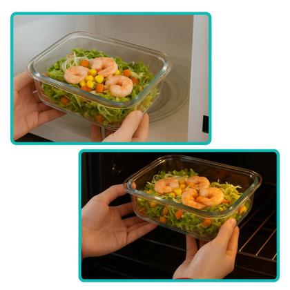 Imagem de Kit 4 Pote De Vidro Hermético C/ Tampa Lock Marmita Fit 640ml