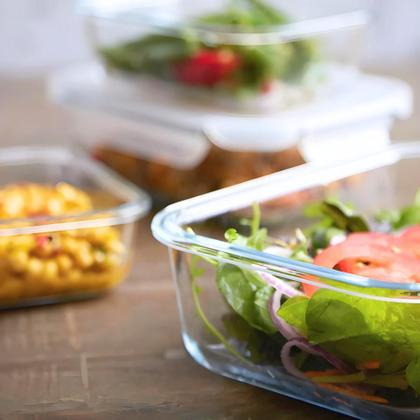 Imagem de Kit 4 Pote De Vidro Hermético C/ Tampa Lock Marmita Fit 640ml