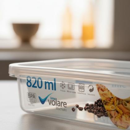 Imagem de Kit 4 Pote Retangular 820ml Armazenamento Alimento S/ Bpa