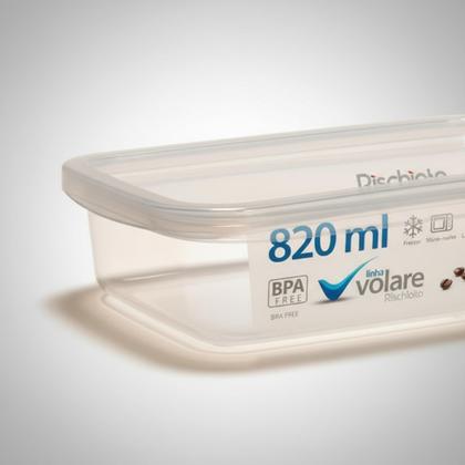 Imagem de Kit 4 Pote Retangular 820ml Armazenamento Alimento S/ Bpa