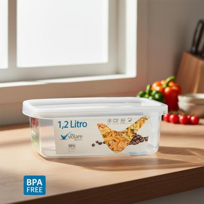 Imagem de Kit 4 Pote Retangular Alimento 1,2l Armazenamento Bpa Free
