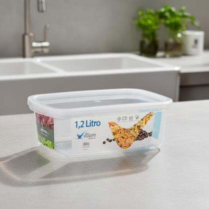 Imagem de Kit 4 Pote Retangular Alimento 1,2l Armazenamento Bpa Free