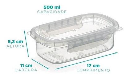 Imagem de Kit 4 Potes Alimentos 500 ML Com Tampa e Travas Transparente