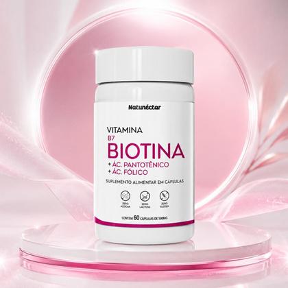 Imagem de Kit 4 Potes Biotina Suplemento Alimentar Rico Acido Fólico Vitamina Saúde Cabelos e Unhas - Natunéctar Original 240 Capsulas