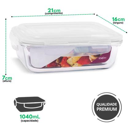 Imagem de Kit 4 Potes De Vidro Com Tampa Hermética De 1040ml Para Mantimentos