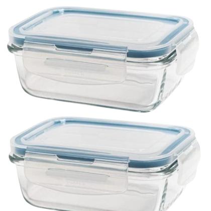 Imagem de Kit 4 Potes De Vidro Hermético Retangular 640Ml