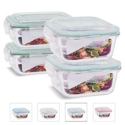 Imagem de Kit 4 Potes Herméticos Pequeno Vidro Papinha 370ml e 520ml