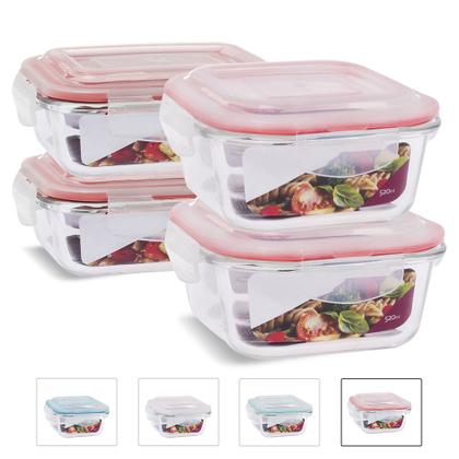 Imagem de Kit 4 Potes Herméticos Pequeno Vidro Papinha 370ml e 520ml