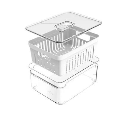 Imagem de Kit 4 Potes Organizadores De Geladeira Com Cesto Interno Drenagem de Água Clear Fresh 2,2L Alimentos Frutas Saladas Verduras