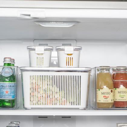 Imagem de Kit 4 Potes Slim P e M Com Trava e Cesto de Drenagem