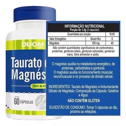 Imagem de Kit 4 Potes Taurato Fonte De Magnésio Suplemento Alimentar Natural 100% Puro Concentrado - 240 Cápsulas Duom