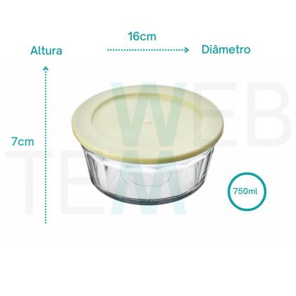 Imagem de Kit 4 Potes Tigela de Vidro com Tampa Plástica Laguna 750ml e Oceani 600ml Vitazza:Para Servir, Organização de Cozinha e Geladeira, Opção Sustentável