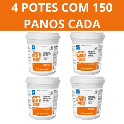 Imagem de Kit 4 potes Wipes Clean By Peroxy Lenços Limpeza - Spartan