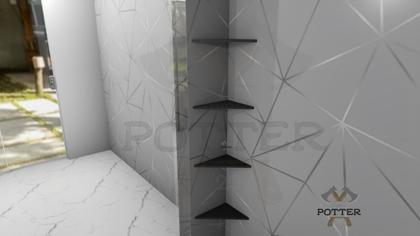 Imagem de Kit 4 Prateleiras De Canto Preta Em MDF Para Decoração/Sala/Cozinha/Quarto/Escritório