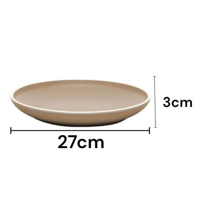 Imagem de Kit 4 Pratos De Melamina Plástica Bege Chique Para Família