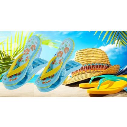 Imagem de Kit 4 Prendedores De Toalha Modelo Sandália Clip Azul Para Cadeira De Praia Varal - AMZ