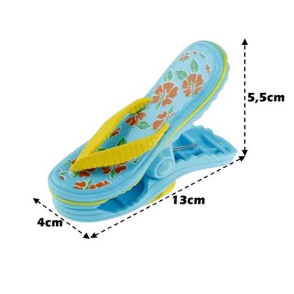 Imagem de Kit 4 Prendedores De Toalha Modelo Sandália Clip Azul Para Cadeira De Praia Varal - AMZ