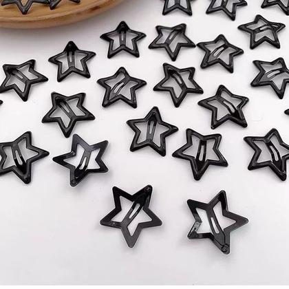 Imagem de Kit 4 Presilhas Estrela Infantil, Grampos para Meninas Y2k Coloridas, Acessório de Cabelo Tic Tac preto