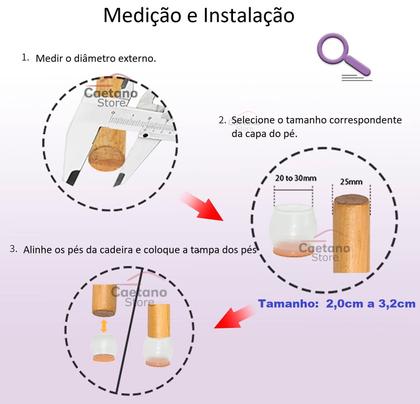 Imagem de Kit 4 Protetor Cadeira Mesa Móveis Bancos Pé Silicone Feltro