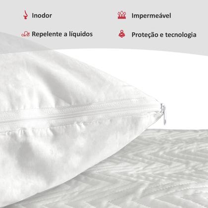 Imagem de Kit 4 Protetor de Travesseiro Impermeável Algodão Percal com Zíper