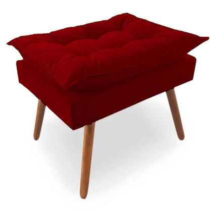 Imagem de Kit 4 Puffs Decorativos Quadrados Opala Pés Palito Tecido Suede Vermelho Kimi Decor