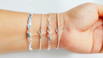 Imagem de Kit 4 Pulseiras Femininas Trançada Portuguesa Coração Baiana De Prata 925
