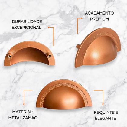 Imagem de Kit 4 puxadores concha premium 64mm, resistente em metal