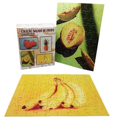 Imagem de Kit 4 Quebra-Cabeças Frutas Colorido Cognitivo 60 Peças