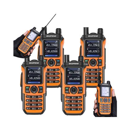 Imagem de Kit 4 Rádios Baofeng UV21 Tri Band Walkie Talk à Prova d'água Display 1.77” Polegadas Longo Alcance com carregador