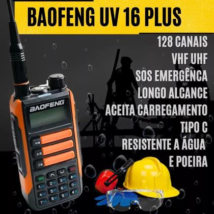 Imagem de Kit 4 Rádios Walkie Talk Baofeng UV16PLUS 10W em VHF e UHF Dual Band RádioFM Bateria li-íon