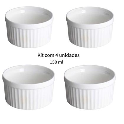 Imagem de Kit 4 Ramekin De Porcelana Canelada 150ml Airfryer Forno Bar