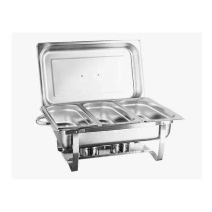 Imagem de KIT 4 Rechaud Buffet Inox 9L 3 Cubas 1/3 Profissional
