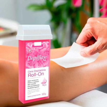 Imagem de Kit 4 Refil Ceras para Depilação Roll On Quente Rosa Mel Depilatória 100g Depilflax
