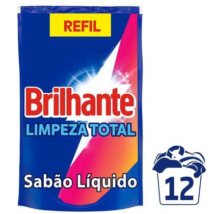 Imagem de Kit 4 Refil Lava Roupas Líquido Brilhante Roupas Brancas e Coloridas Limpeza Total 900ml