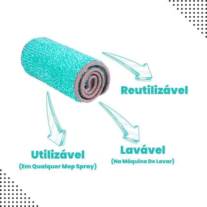 Imagem de Kit 4 Refis de Microfibra Verde para Mop Spray Multiuso Alta Absorção e Durabilidade Lava Enxágua e Seca Não Risca o Pis