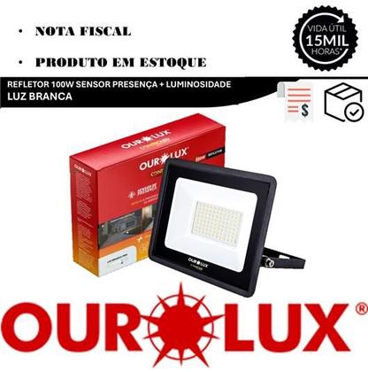 Imagem de Kit 4 Refletor Sensor de Presença 100W Luz Branca 6500K IP65