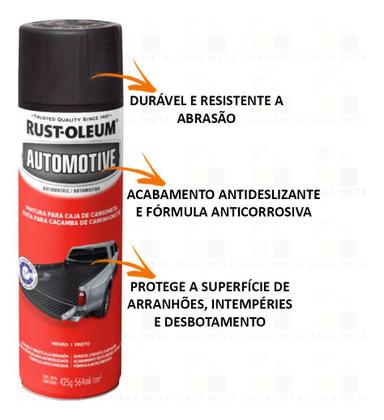 Imagem de Kit 4 Renova Caçamba Camionete Rust Oleum Tinta Spray Preto