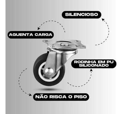 Imagem de Kit 4 Rodinhas Rodízio Rodas Reforçada Moveis Carrinho