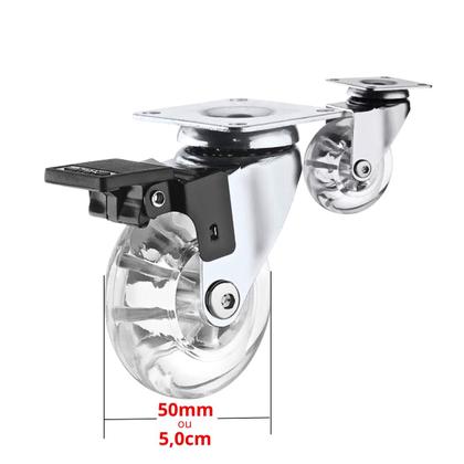 Imagem de Kit 4 Rodízio Giratório Em Gel Rodinha Silicone Para Móveis 50mm 2 Com Freio 2 Sem Freio Anti Risco