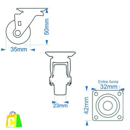 Imagem de Kit 4 Rodízio Rodinha Para Móvel Giratório Silicone Gel 35mm