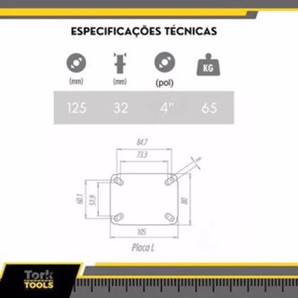 Imagem de Kit 4 Rodízios Giratório 4'' Com E S/ Freio Gl 412 Schioppa