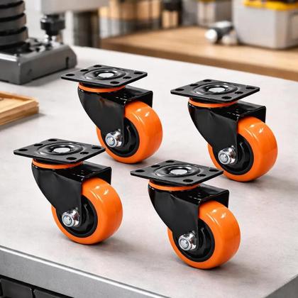 Imagem de Kit 4 Rodízios Giratório 75mm 3'' Roda Pu Sem Freio Vollekz