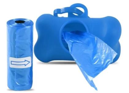 Imagem de Kit 4 rolinhos sacolas higiênicas com suporte  para pets