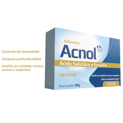 Imagem de Kit 4 Sabonetes Acnol Arte Nativa 90g para Pele Oleosa Acneica Cravos e Espinhas Uso Diário Limpeza Profunda Controle da Oleosidade