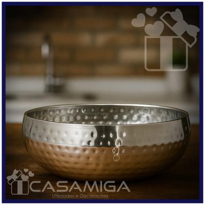 Imagem de Kit 4 Saladeiras Tigela Bowl Inox Martelado 18cm 1350ml