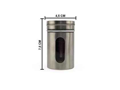 Imagem de Kit 4 Saleiro Pimenteiro Porta Condimentos Em Vidro e Aço Inox Com Ajuste de Abertura Para Cozinha