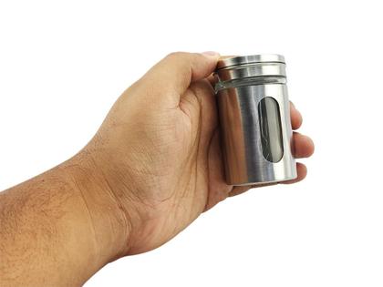 Imagem de Kit 4 Saleiro Pimenteiro Porta Condimentos Em Vidro e Aço Inox Com Ajuste de Abertura Para Cozinha