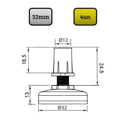 Imagem de Kit 4 Sapata Niveladora Pé Nivelador Base Pezinho Para Móveis Com Bucha 21mm